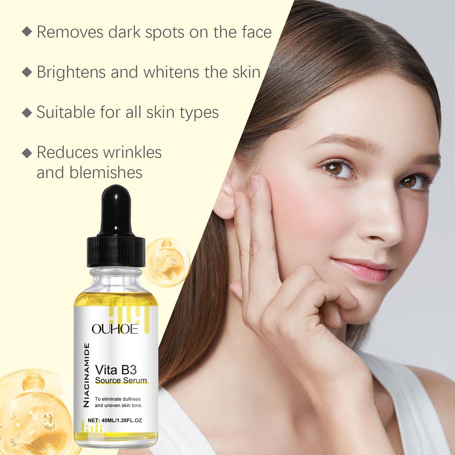 OUHOE Face Serum Moisturizes Facial Skin With Moisture Lock Hydrating Vitamin B3 Serum