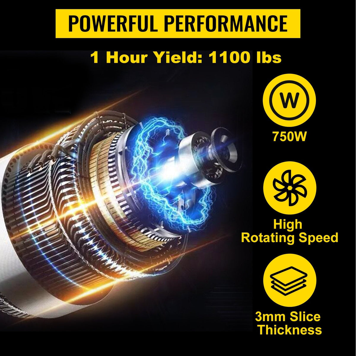 110V Commercial Meat Cutter Machine 1100LB/H Electric Meat Cutting Machine 750W Commercial Meat Slicer 3mm Blade Restaurant Food Slicer Stainless Steel For Kitchen Restaurant Supermarket