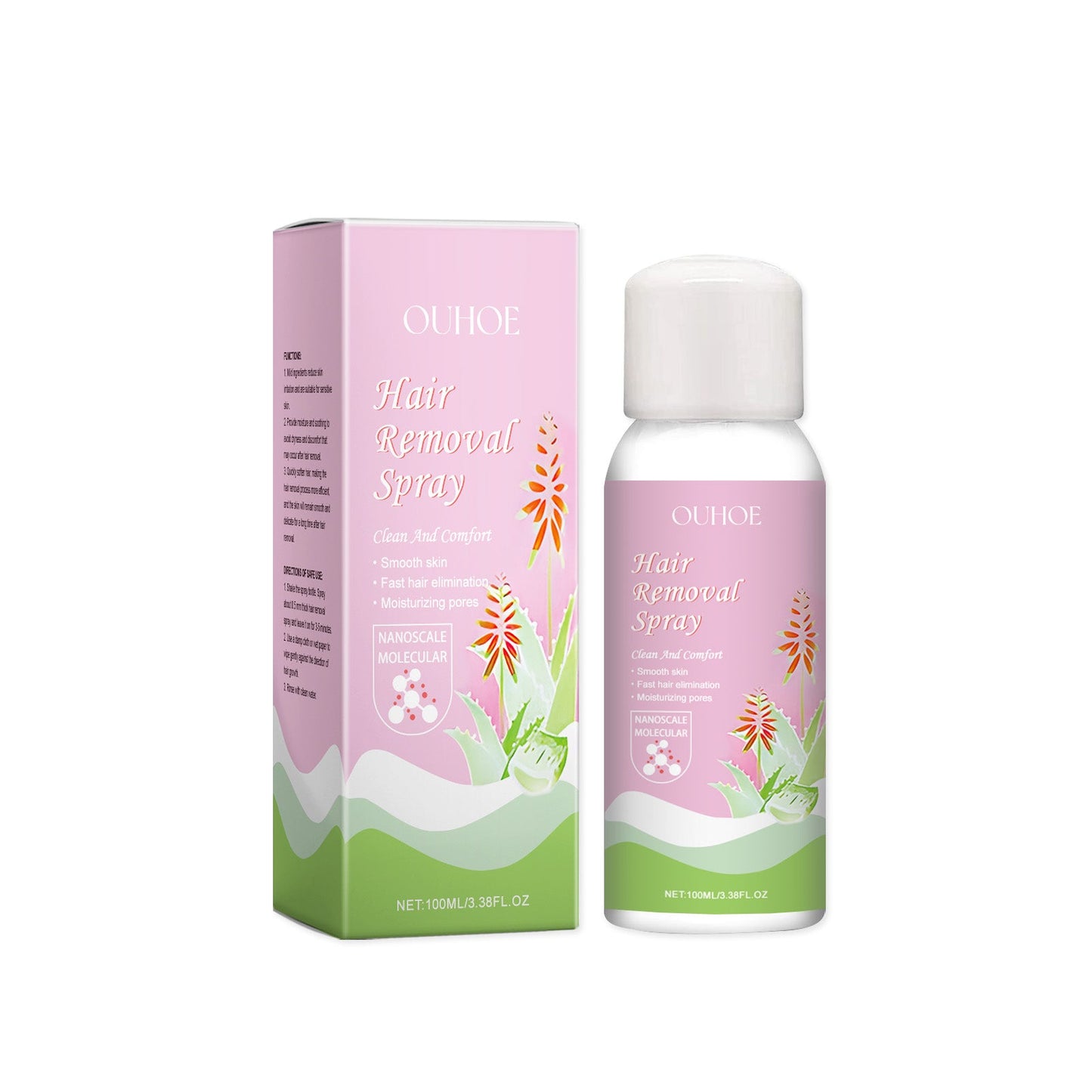 OUHOE Gentle Hair Removal Mousse Spray, Leg Hair Armpit Hair Body Smooth Skin Cleansing Mousse Skin Spray