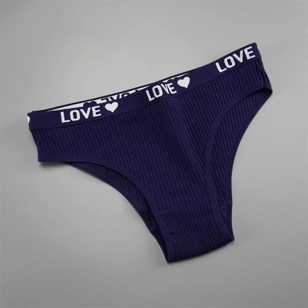 V-shaped Lady's Pure Cotton Ribbed Panties