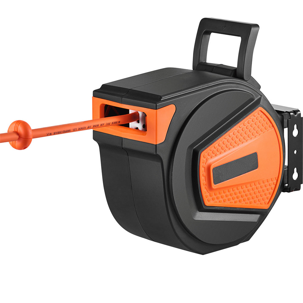 VEVOR Retractable Air Hose Reel, 3 8 IN X 50 FT Hybrid Air Hose Max 300PSI, Air Compressor Hose Reel With 5 Ft Lead In, Ceiling  Wall Mount Enclosed Air Reel, 180 Swivel Mount