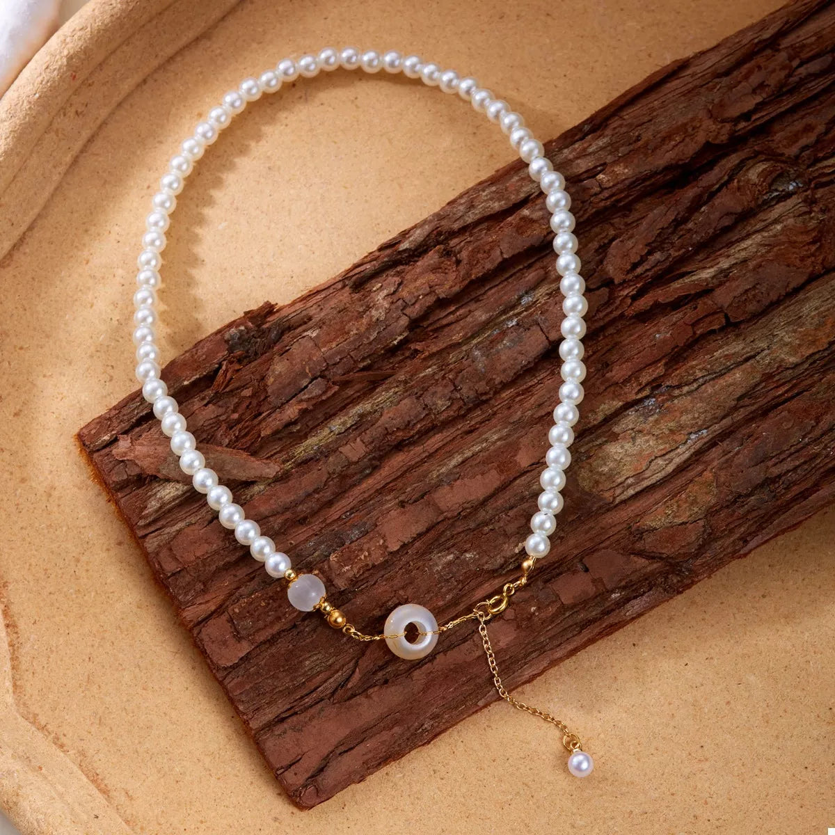Synthetic Pearl 18K Gold-Plated Resin Pendant Necklace