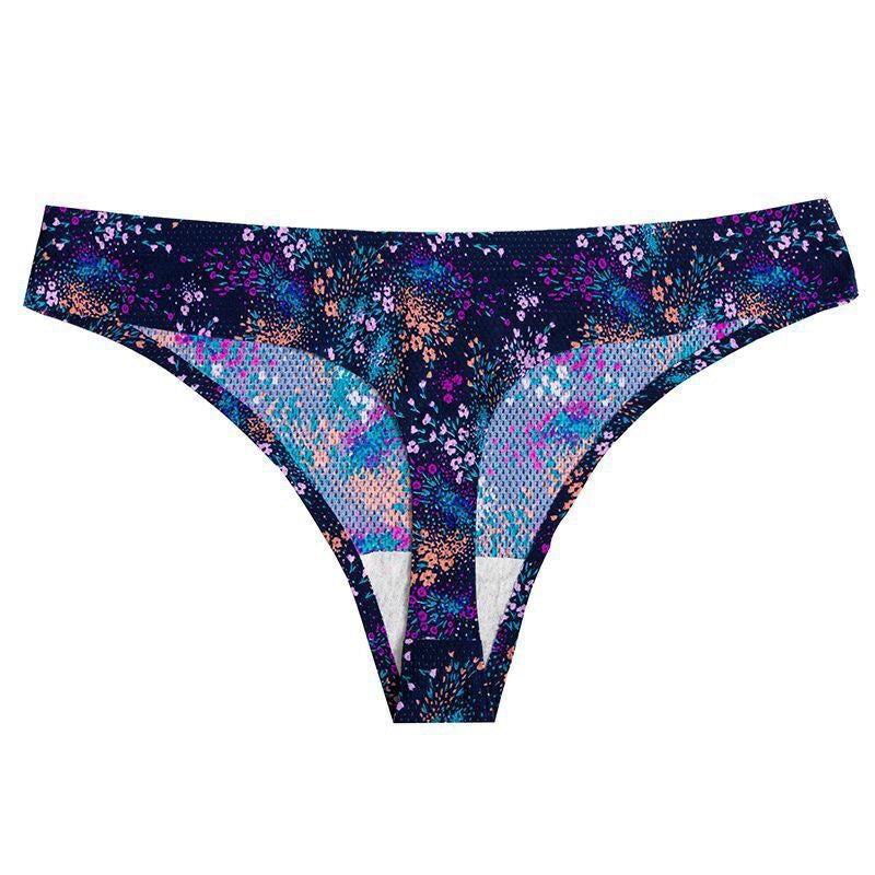 Printed Breathable One Piece Low Waist Thong Women