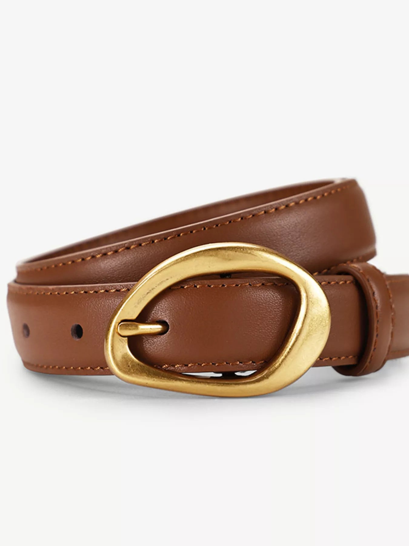 Golden Buckle Leather Belt