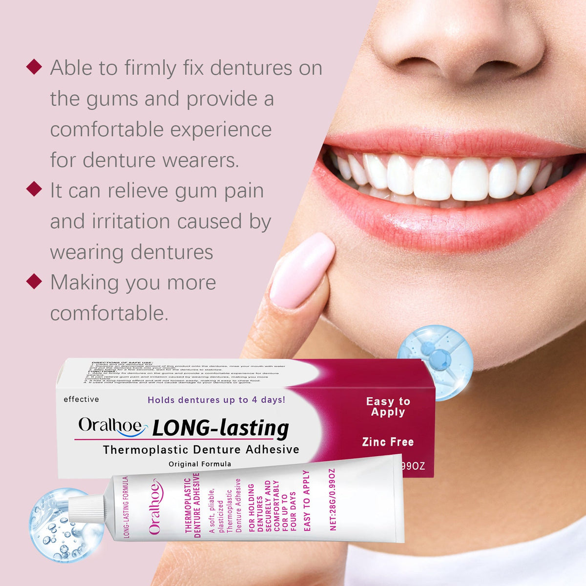 Dentures Fixed Adhesive Beautiful Tooth Improve Comfort