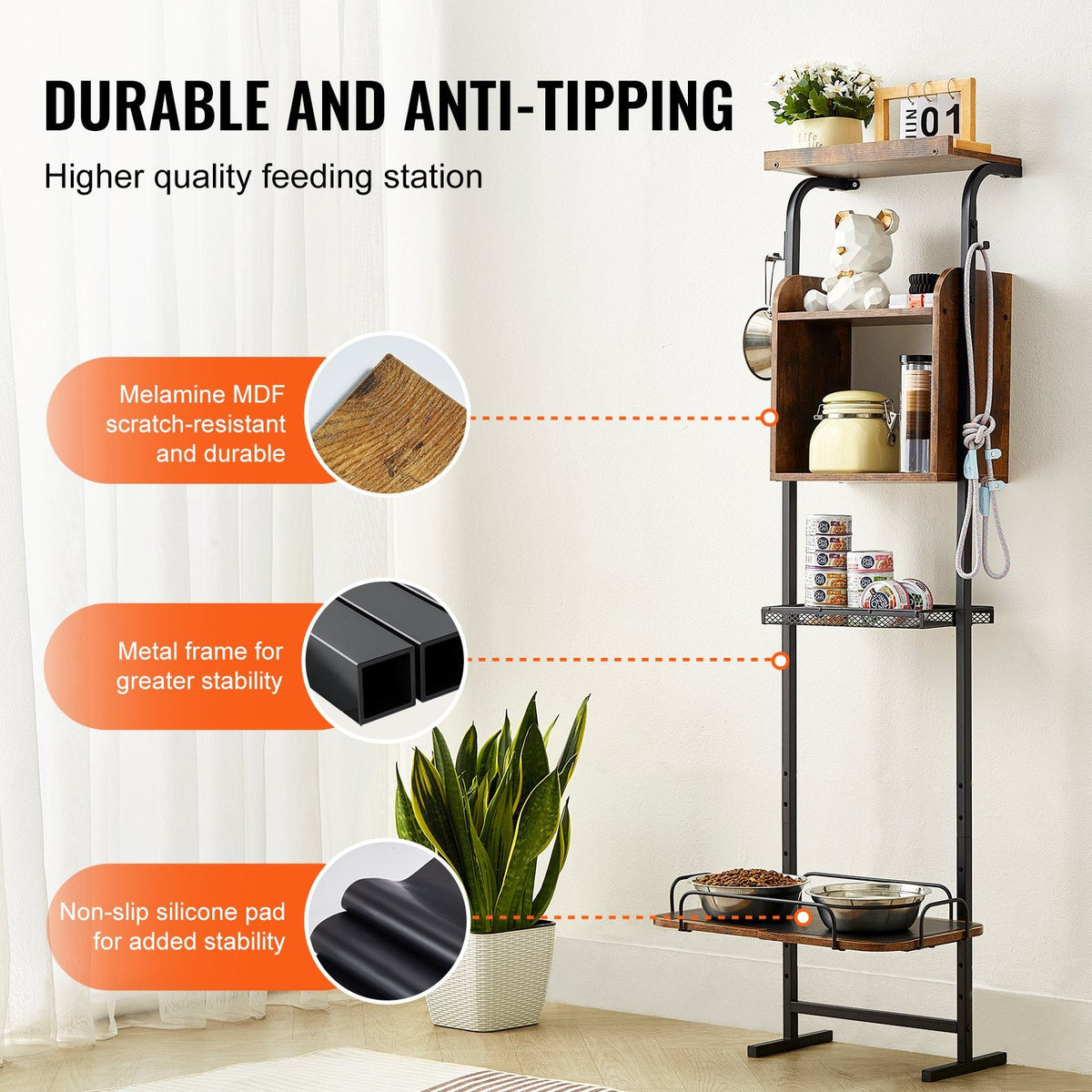 Pet Feeding Station With Storage Dog Food Toy Organizer Raised Dog Bowls