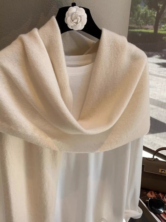 Wool Knitted Asymmetrical Shawl