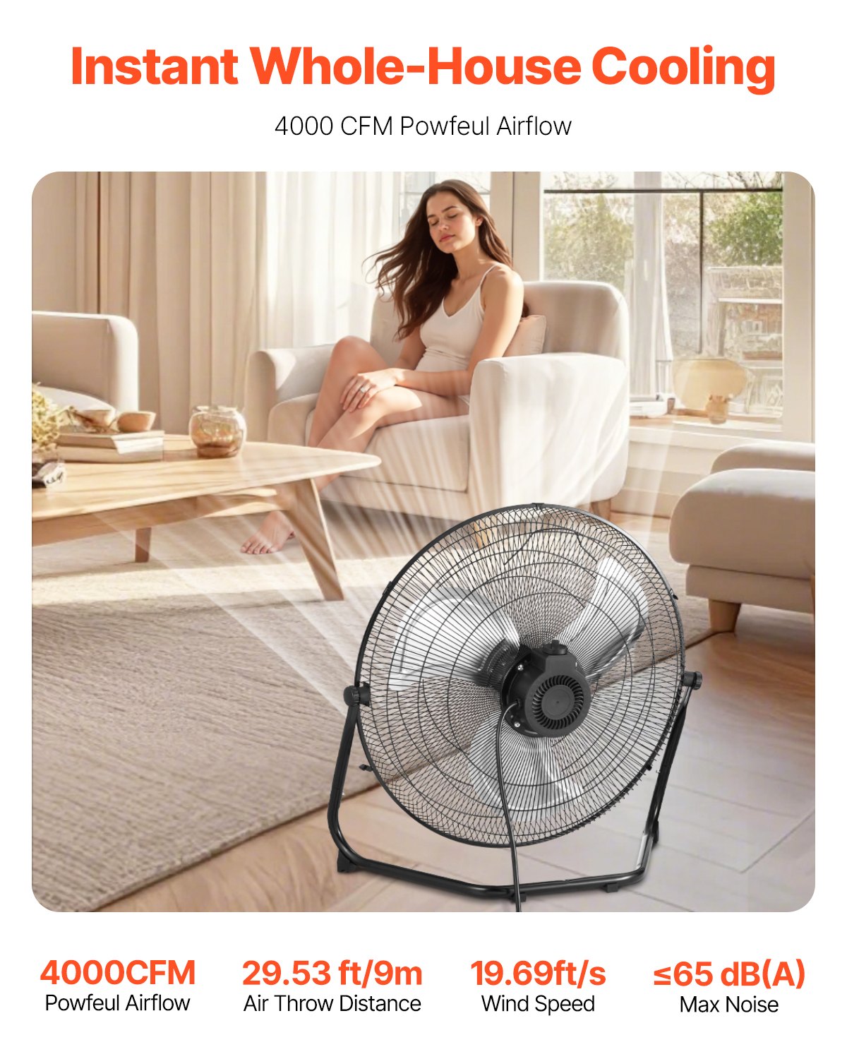 18 Inch Floor Fan 3 Speeds 360 Adjustable Tilt High-Velocity Industrial Fan