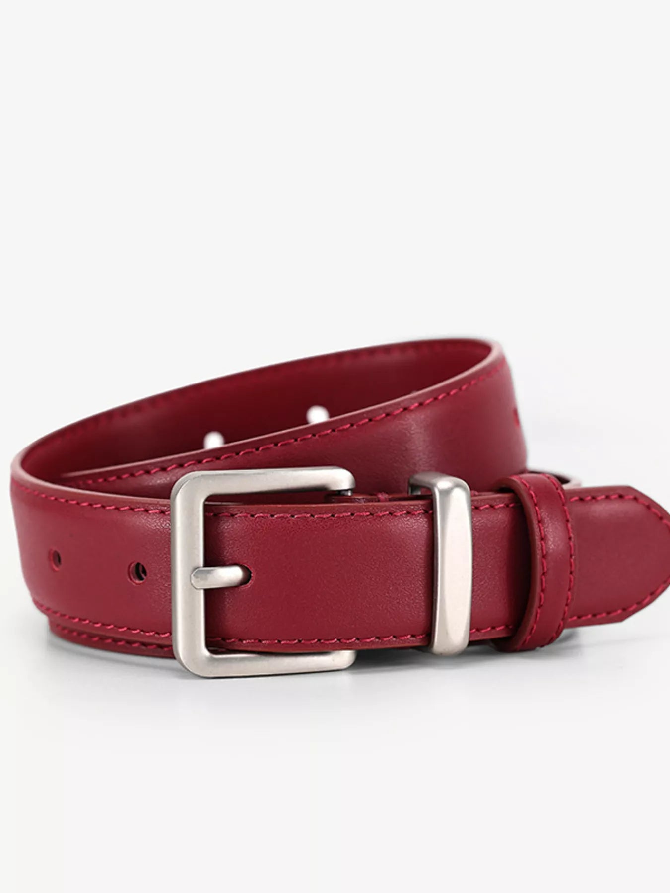 Classic Leather Belt with Silver Buckle