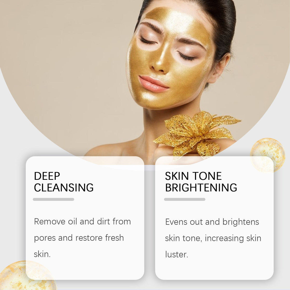 OUHOE Gold Facial Cleansing Mask, Moisturizing Daily Skin Care Moisturizing Facial Tear Hydrating Mask