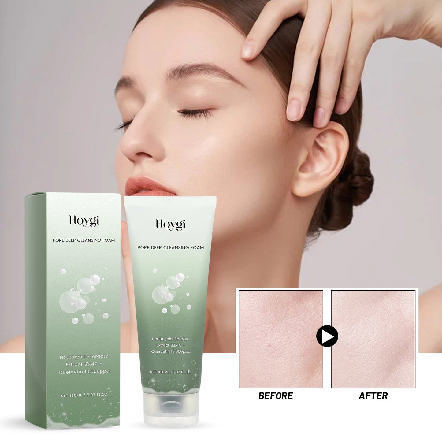 Hoygi Pore Deep Cleansing Foam, Deep Clean Facial Skin Shine Bright Moist Blain To Imprint Clear Water