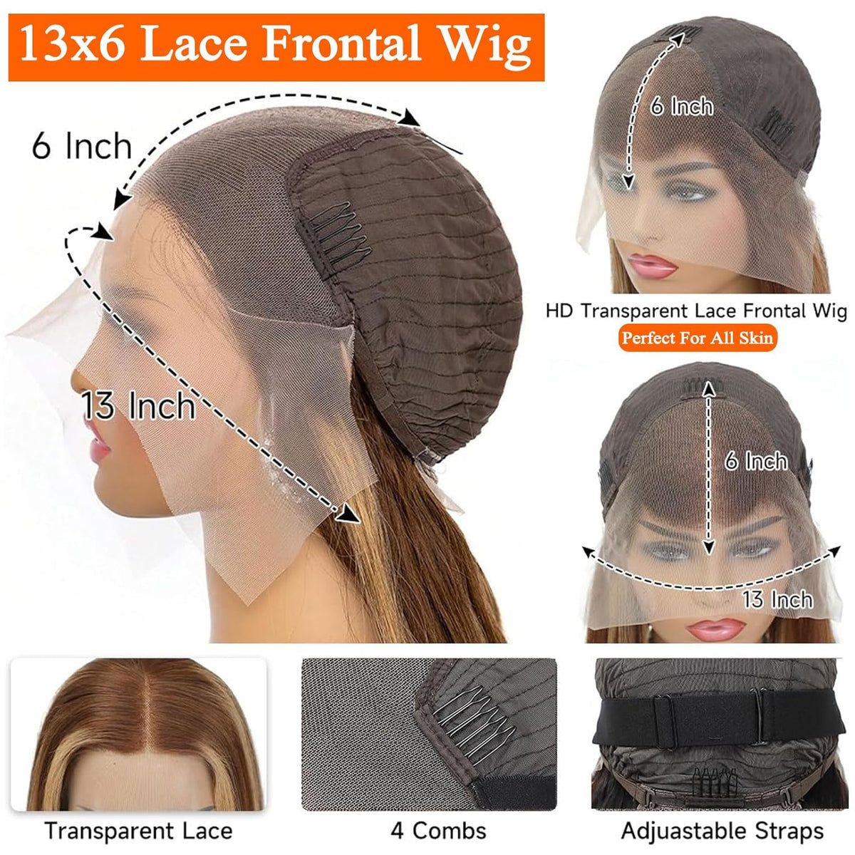 13x6 Lace Front Human Hair Wig P4 27 Body Wave, Density