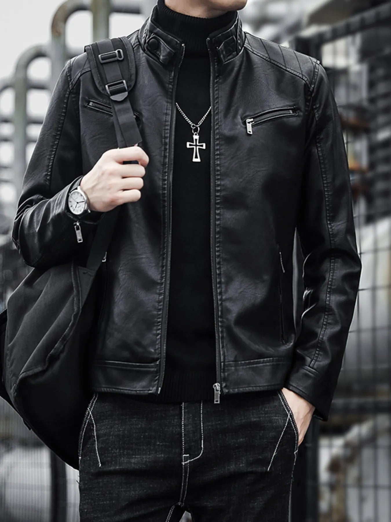 Men's Plus Size Zip Up Long Sleeve Jacket