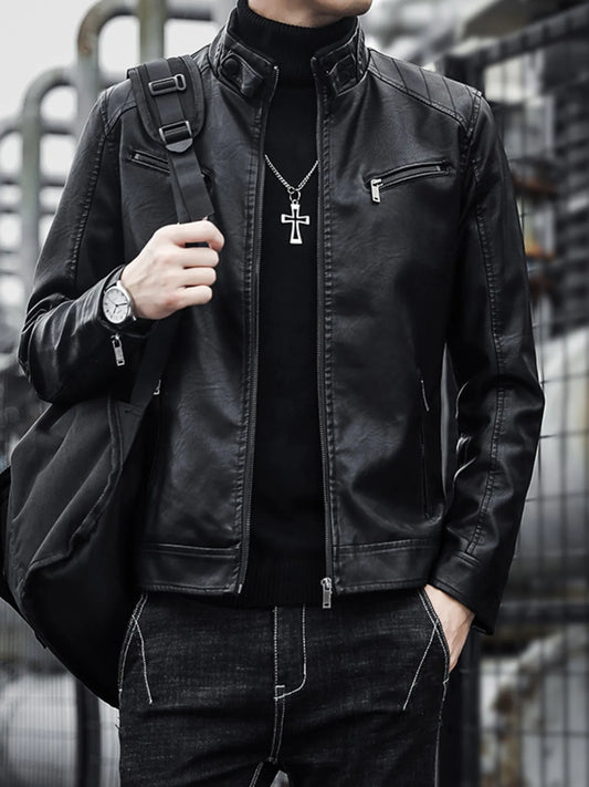 Men's Plus Size Zip Up Long Sleeve Jacket