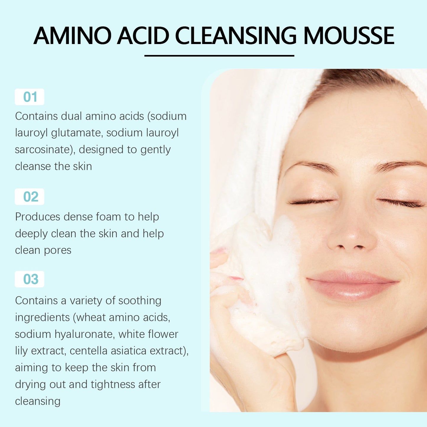 Jaysuing Amino Acid Cleanser Mousse Face Gently Cleanses, Hydrates And Moisturizes Facial Skin Repairing Cleanser