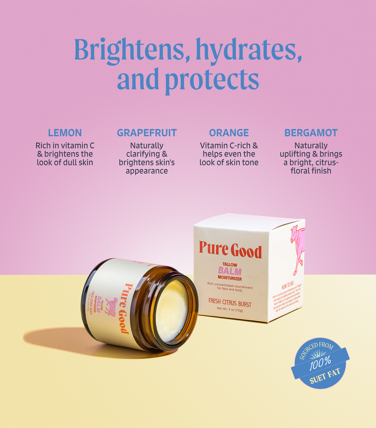 Fresh Citrus Burst Tallow Balm - Hydration and Vitamin C