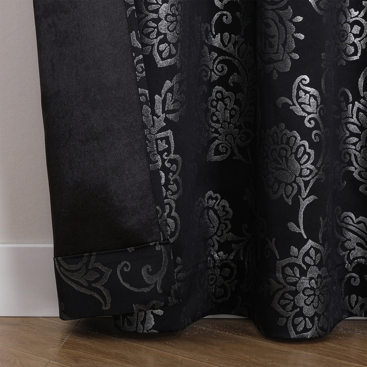 Silas Damask Metallic Grommet Room Darkening Window Panel, 52x84 Inches