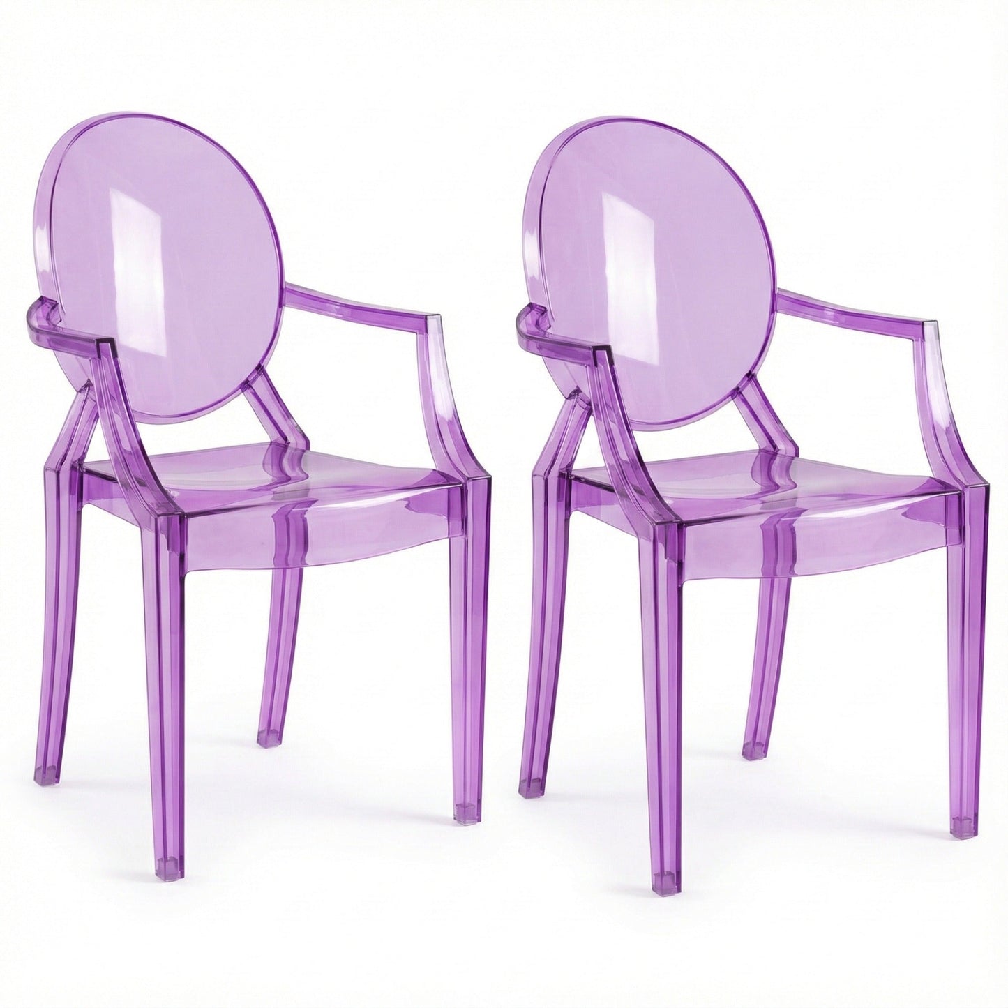 JOON 2 Pack Kids Ghost Chairs with Armrest, 25x13x14.5 Inches, Transparent
