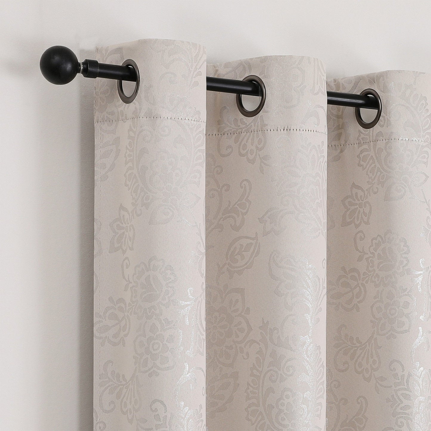 Silas Damask Metallic Grommet Room Darkening Window Panel, 52x84 Inches