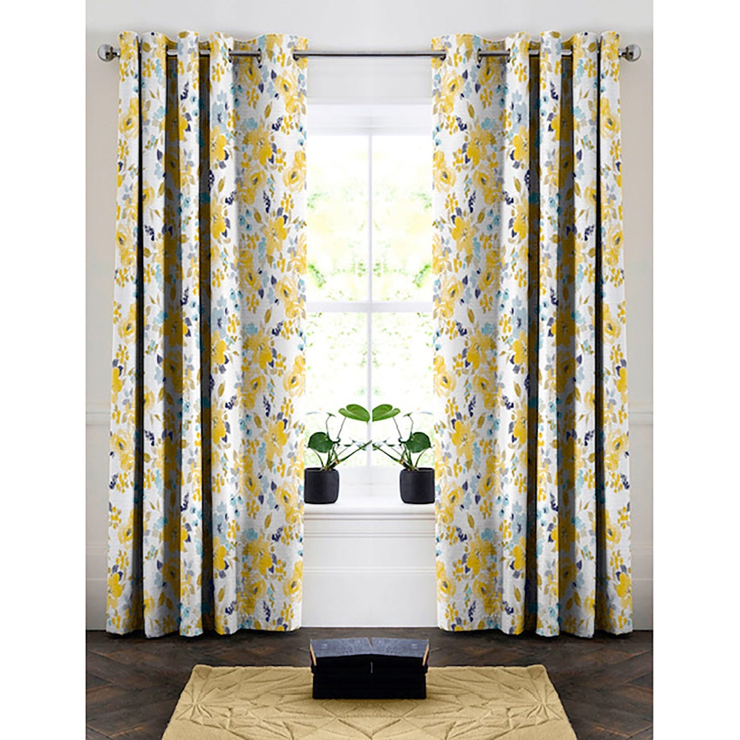 Oliver Printed Watercolor Floral Room Darkening Grommet Window Panel, 50x84 Inches