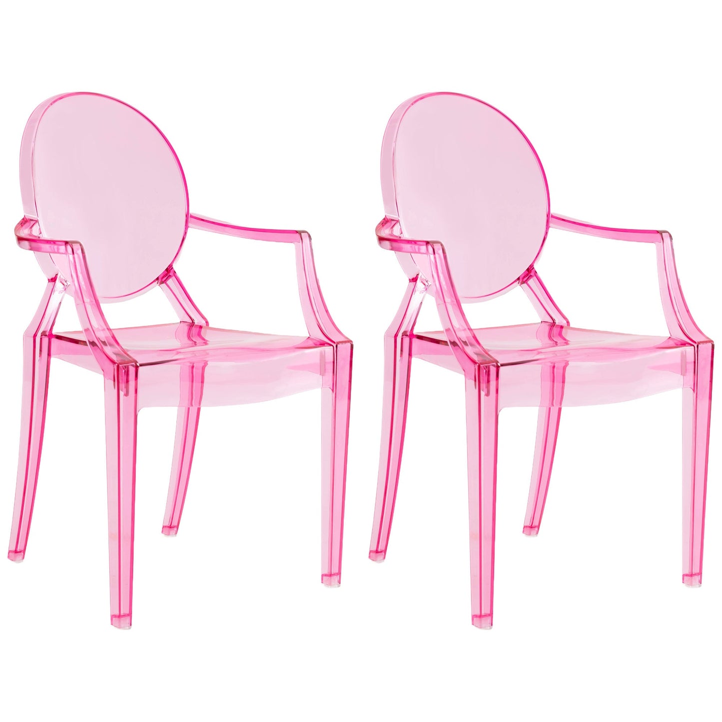 JOON 2 Pack Kids Ghost Chairs with Armrest, 25x13x14.5 Inches, Transparent