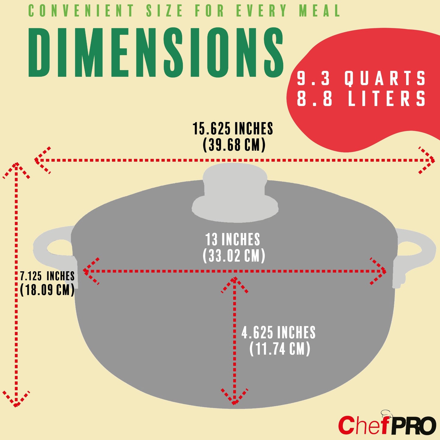 Chef Pro Commercial Grade Aluminum Caldero Stock Pot, Silver, 9.3 Quarts