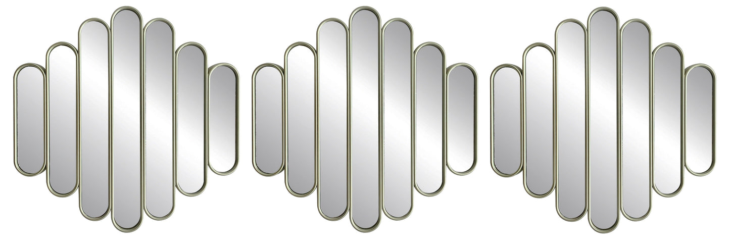 Gatsby Sonic Wave 3-Piece Plastic Wall Decor Mirror Set, 10 Inches, 30 Inches Total