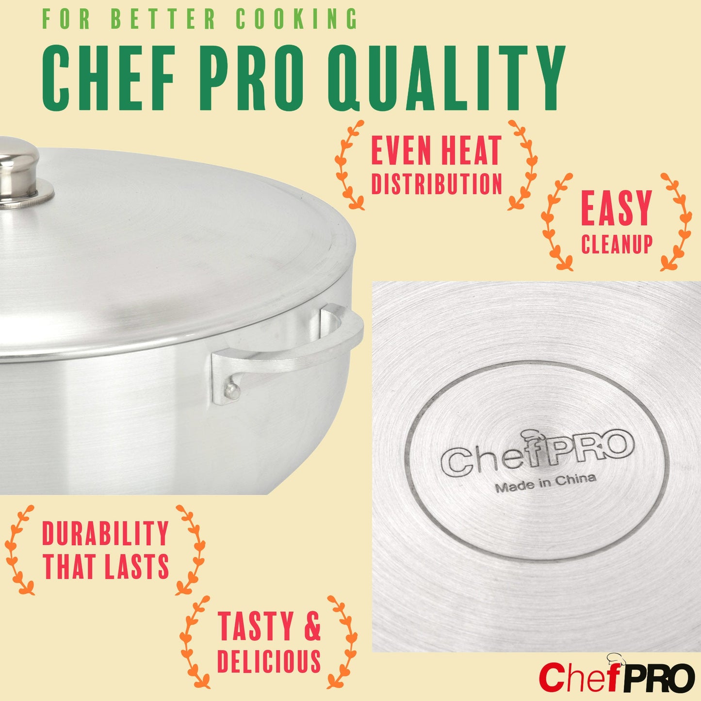 Chef Pro Commercial Grade Aluminum Caldero Stock Pot, Silver, 1.9 Quarts