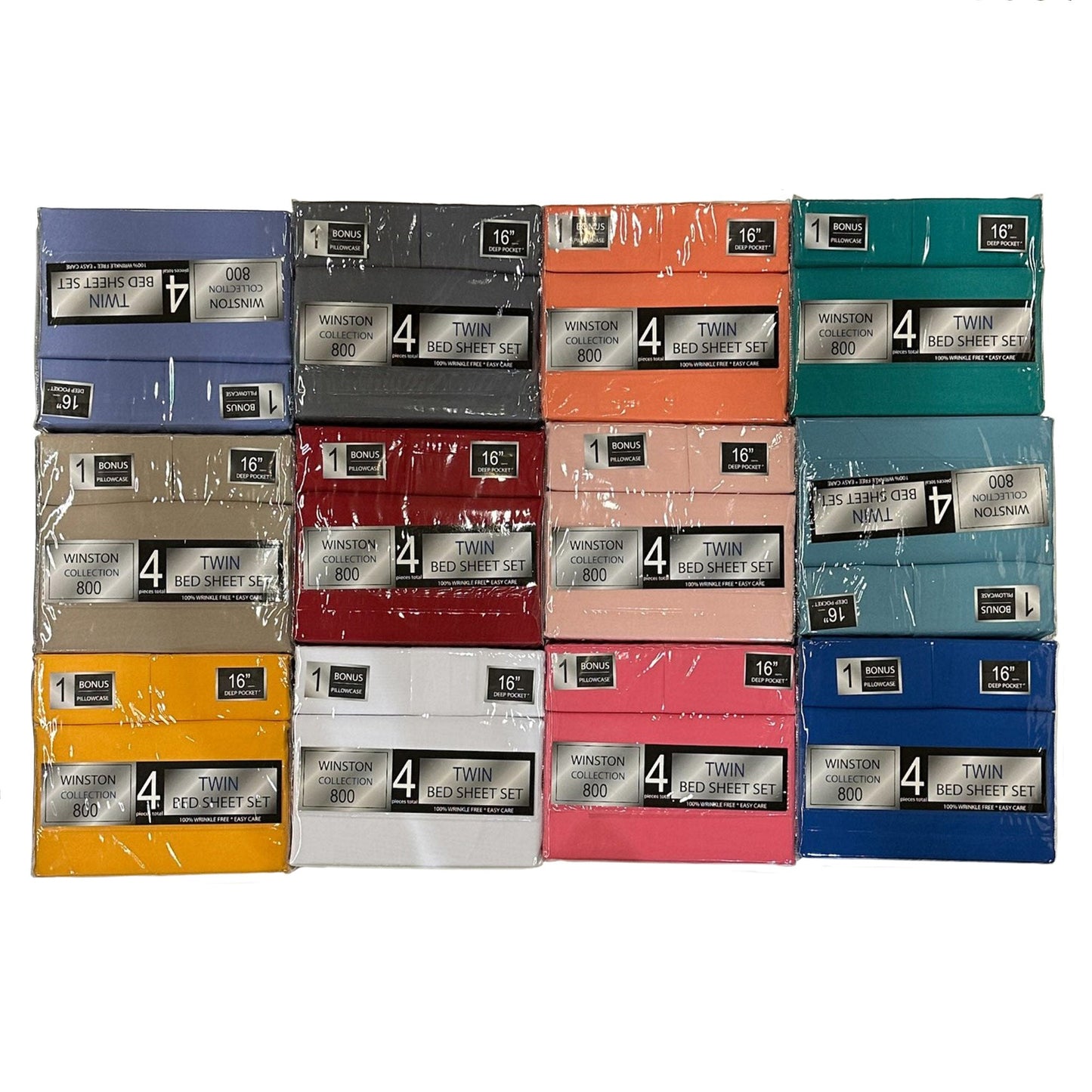 PREMIUS Winston Collection Wrinkle-Free Microfiber Sheet Set, Assorted Solid Colors