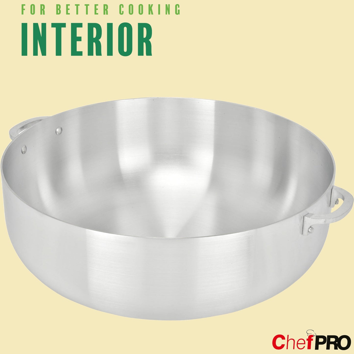 Chef Pro Commercial Grade Aluminum Caldero Stock Pot, Silver, 9.3 Quarts