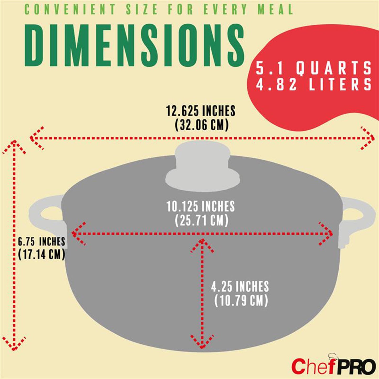 Chef Pro Commercial Grade Aluminum Caldero Stock Pot, Silver, 5.1 Quarts